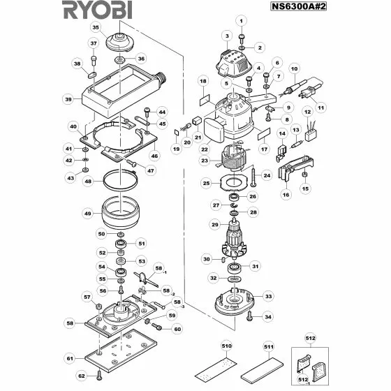 Ryobi NS6200A Spare Parts List Type: 1000017432